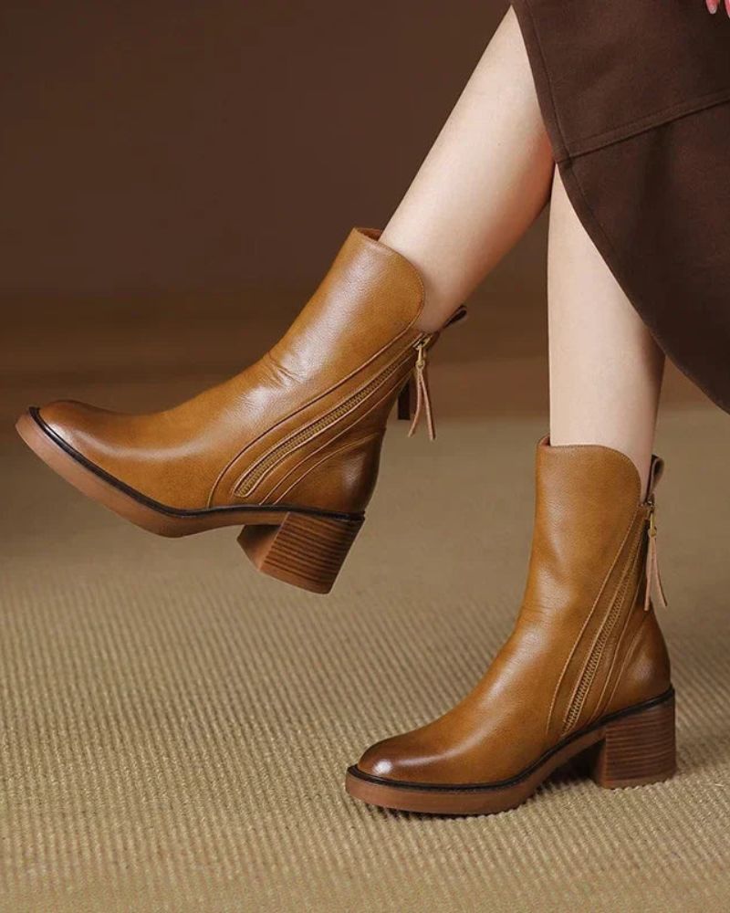 Helara - Bottes en Cuir Noires Élégantes et Confortables
