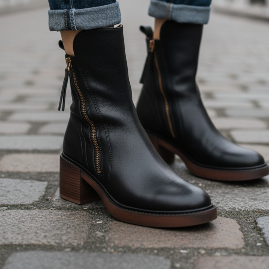Helara - Bottes en Cuir Noires Élégantes et Confortables