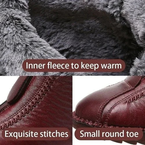 Lorencia™ - Bottines d’hiver en cuir naturel avec doublure chaude et semelle antidérapante