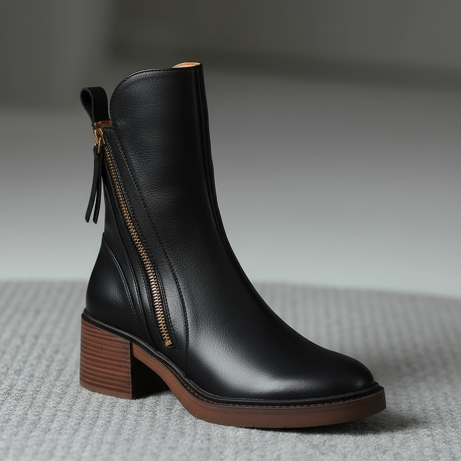 Helara - Bottes en Cuir Noires Élégantes et Confortables