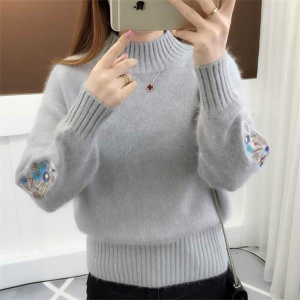Andrée - Pull Brodé de Fleurs Épais