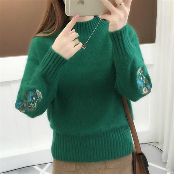 Andrée - Pull Brodé de Fleurs Épais