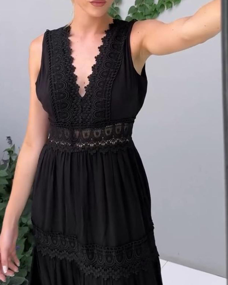 Mirna - Robe débardeur en dentelle avec décolleté en V