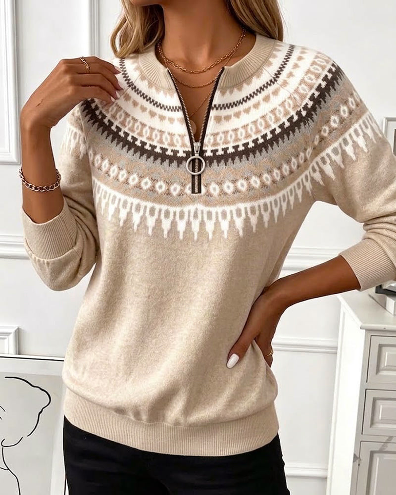 Apolline - Sweat-shirt zippé à col rond