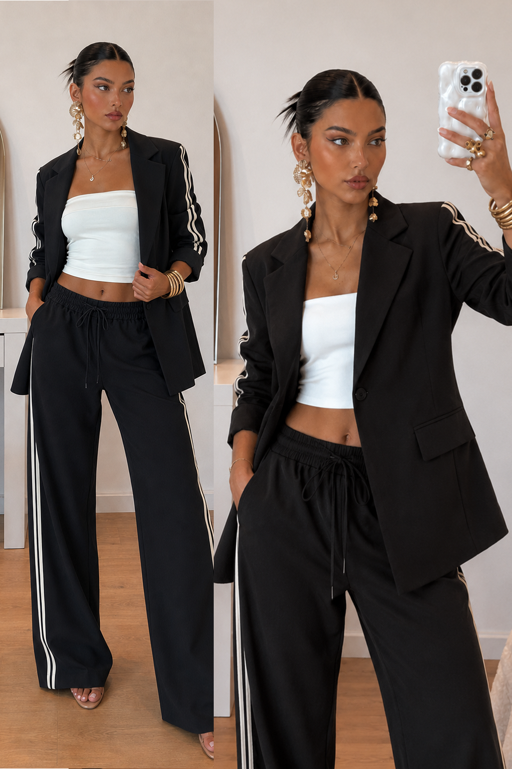 Clémence - Ensemble blazer et pantalon palazzo