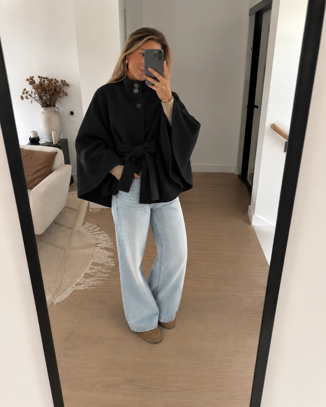 Maëlle - Poncho à col roulé avec ceinture