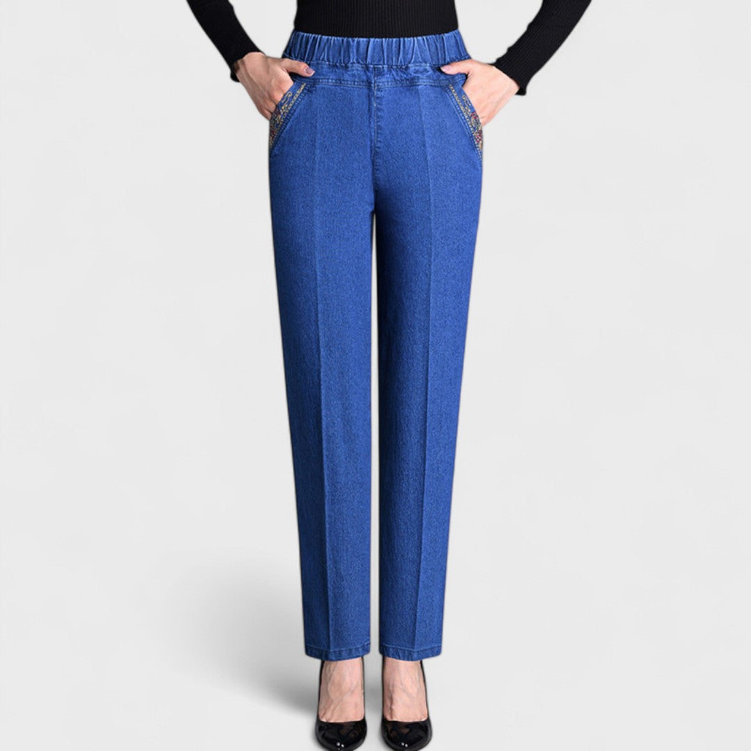Griselia™ - Jean femme à taille élastique et poches latérales