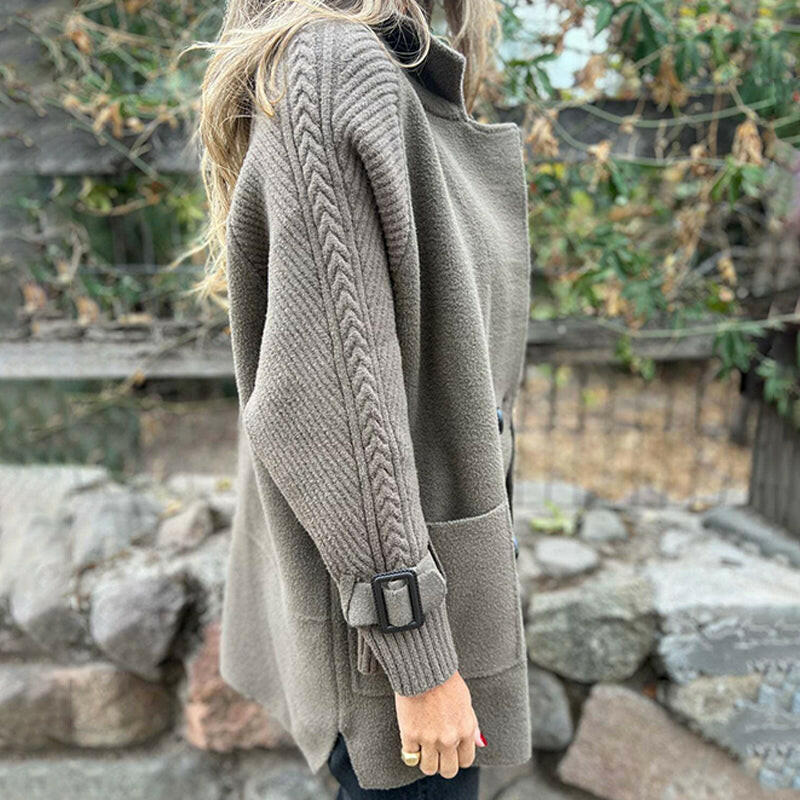 Lunelora - Manteau Mi-Long Élégant à Double Boutonnage