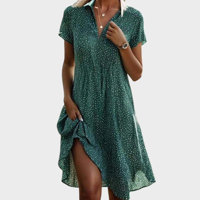 Janina - Robe midi à pois élégante et confortable